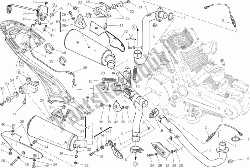 Wszystkie części do System Wydechowy Ducati Monster 795 EU Thailand 2014